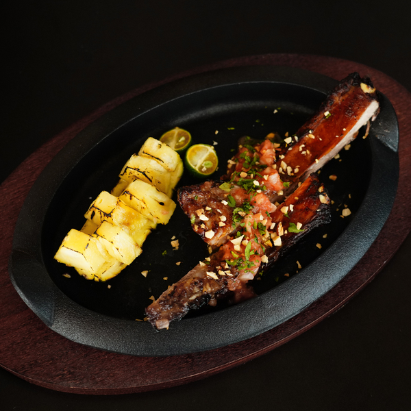 Cast‑Iron Iberian Black Pork Ribs with Grilled Pineapple